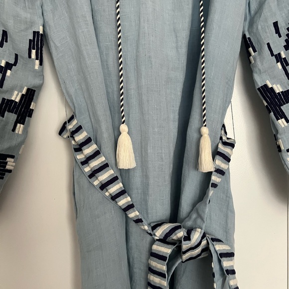 NWT Benaras by Citrus Embroidered Caftan Dress Size XS Linen - Picture 7 of 12